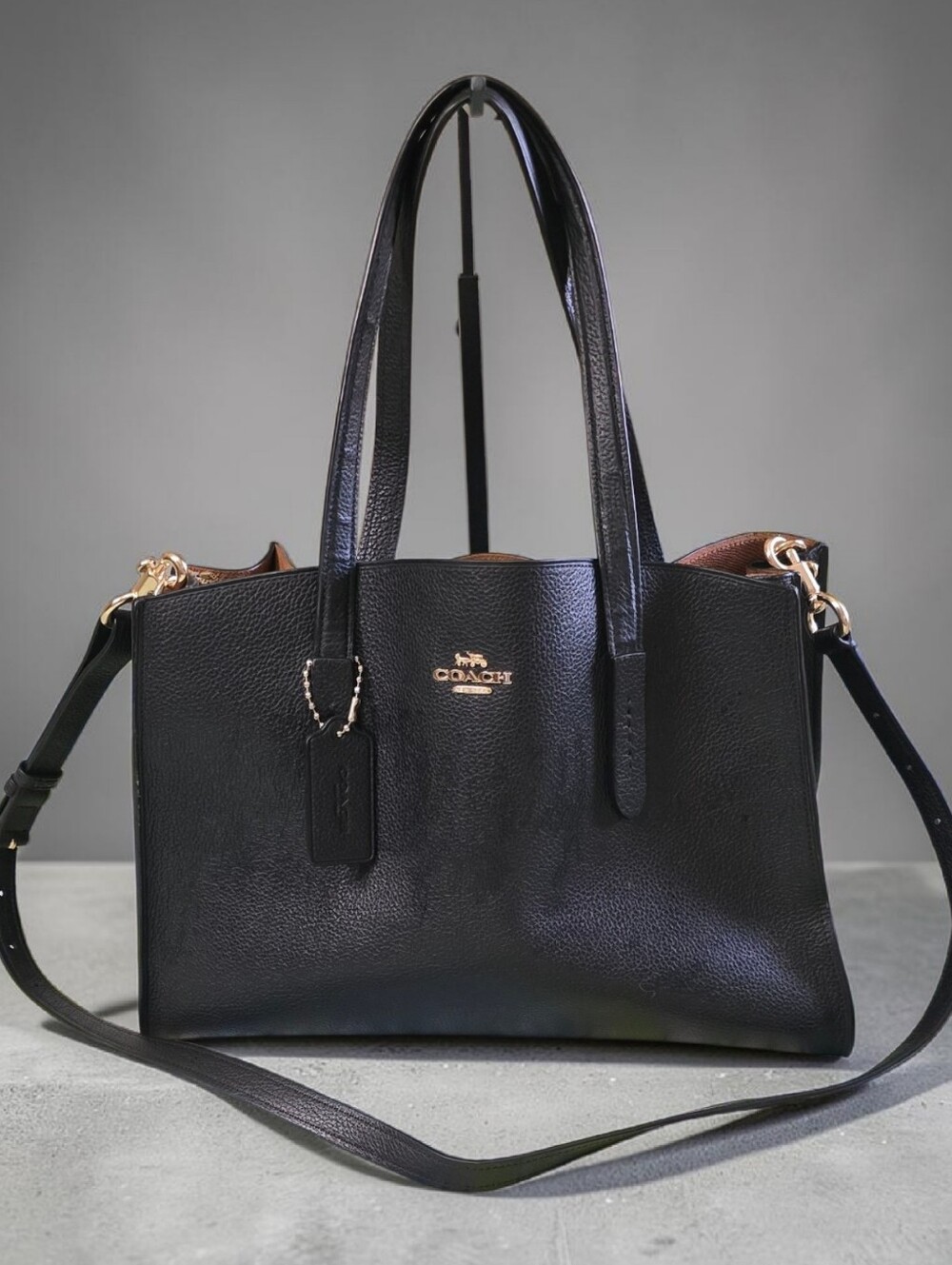Coach Charlie Carryall Black Leather Tote Bag 25137